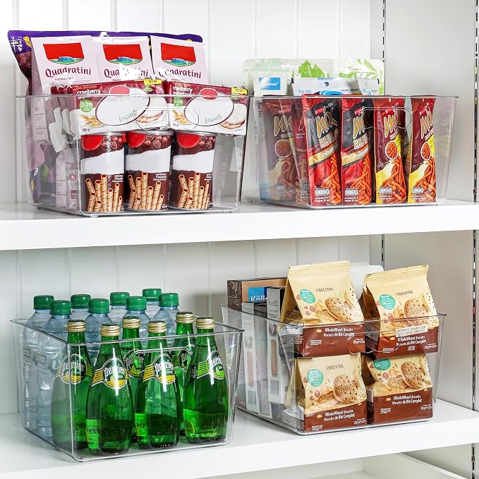 Vtopmart 6 Pack Extra Large Clear Storage Bins, 11x11 Cube Organizer | Acrylic Cube Storage Bins, Plastic Containers with Handle for Pantry, Kitchen, Closet, Laundry Room, Bathroom, Under Sink - Image 7