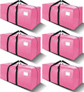 6 Pack Heavy Duty Extra Large Moving Bags W/Backpack Straps - Strong Handles & Zippers, Storage Totes For Space Saving, Fold Flat, Alternative to Box and Bin (40 gal, Pink) by VELVETSURE