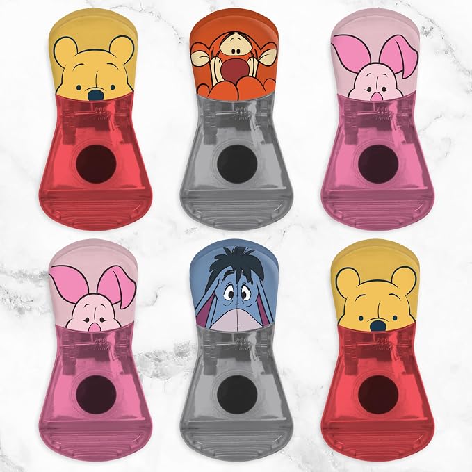 Disney Winnie the Pooh Magnetic Chip Clips, Set of 6 | Airtight food storage bag clips for snack, cereal, and coffee bags, great for pantry and fridge, magnet displays kids artwork - Image 7