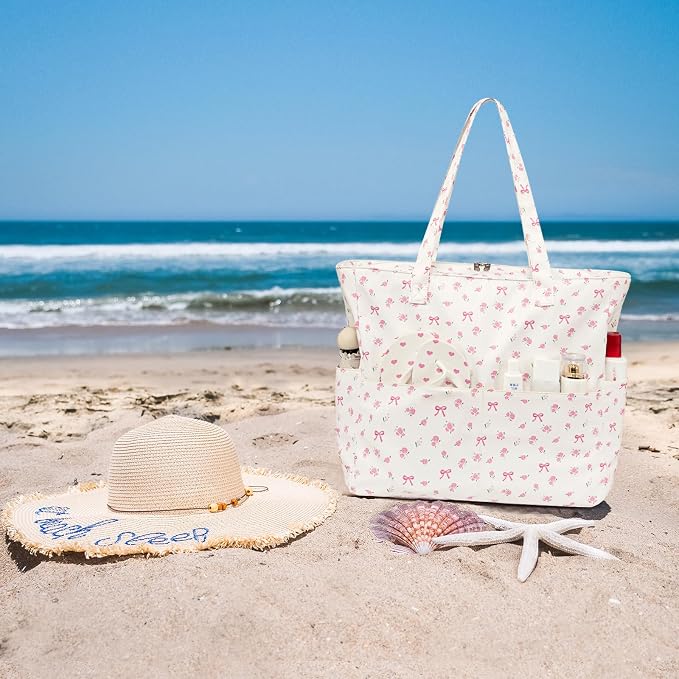 Bluboon Beach Bags for Women, Large Waterproof Tote Bag With Wet Compartment for Pool Weekender Travel Gym - Image 3