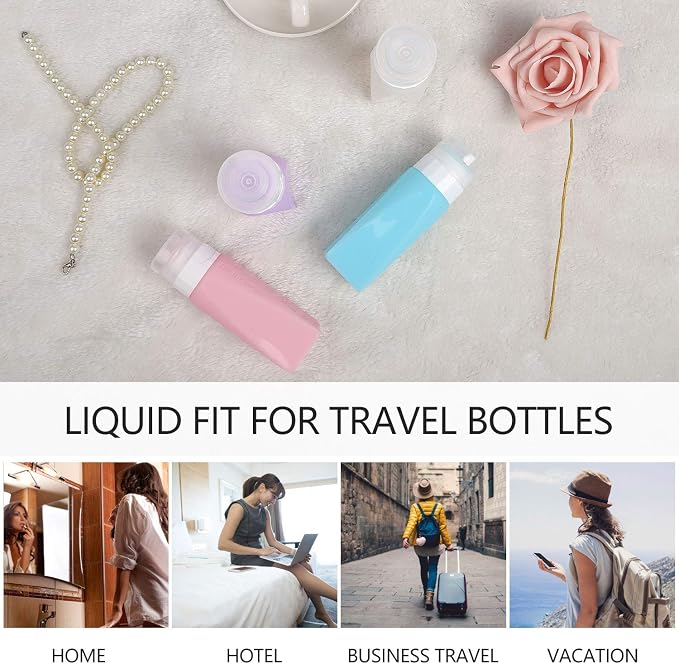 Travel Bottles Leak Proof,3 oz TSA Approved Silicone Squeezable, Refillable Containers Set for Toiletries Shampoo Conditioner Lotion - Image 8