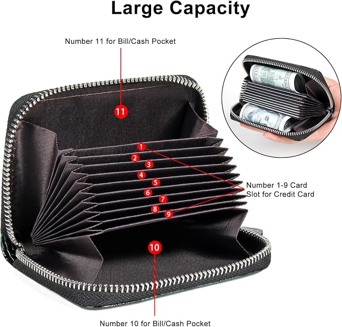 Credit Card Wallet, RFID Card Case Wallet, Zipper Card Cases Holder for Men Women, RFID Blocking, KeyChain Wallet, Compact Size Card Organizer Case for Women - Image 8