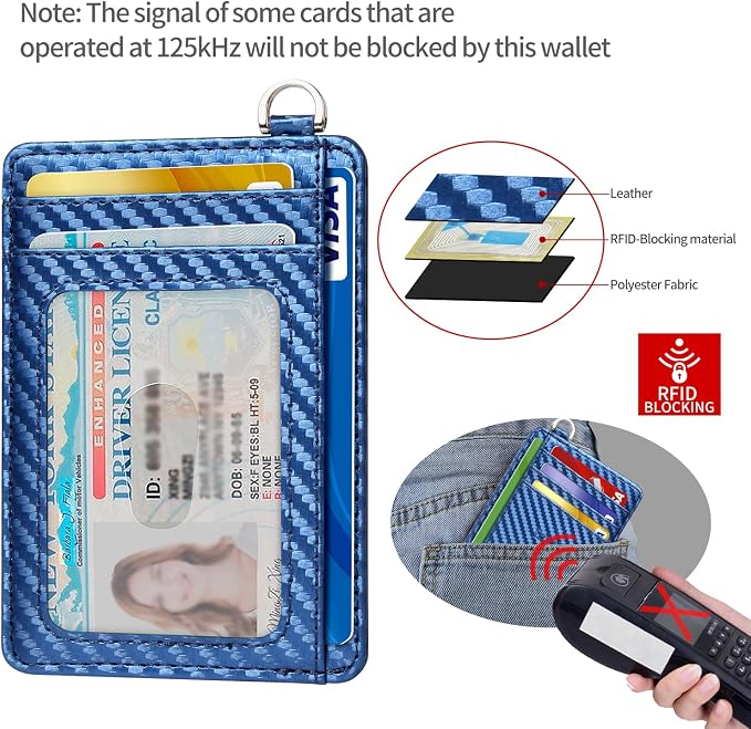 Slim Minimalist Front Pocket Wallet, RFID Blocking Credit Card Holder Wallet with Detachable D-Shackle for Men Women - Image 4