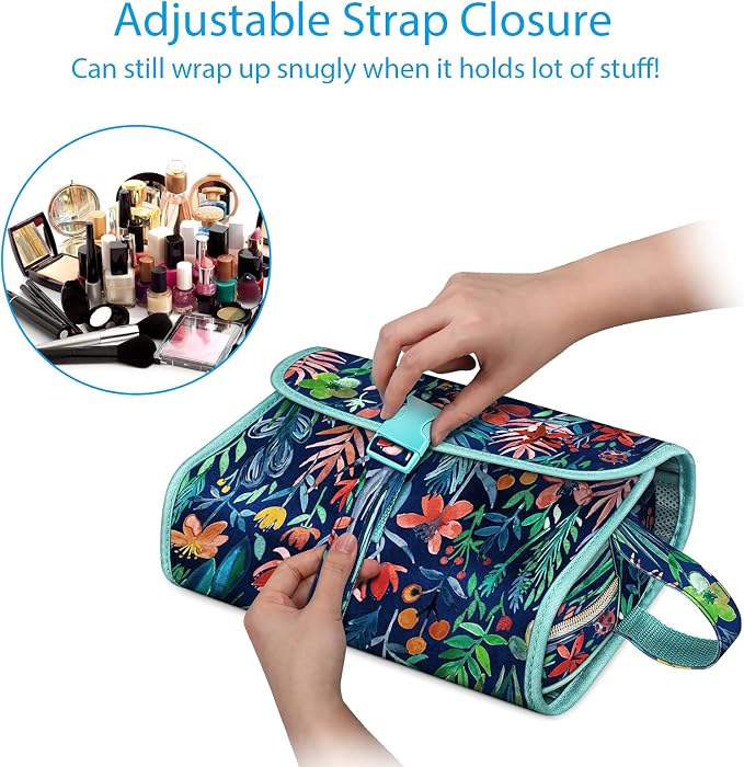 FINTIE Portable Toiletry Cosmetic Travel Bag Hanging Makeup Organizer | Large Water Resistant Storage Pouch Case, For Women Girls, Jungle Night - Image 3