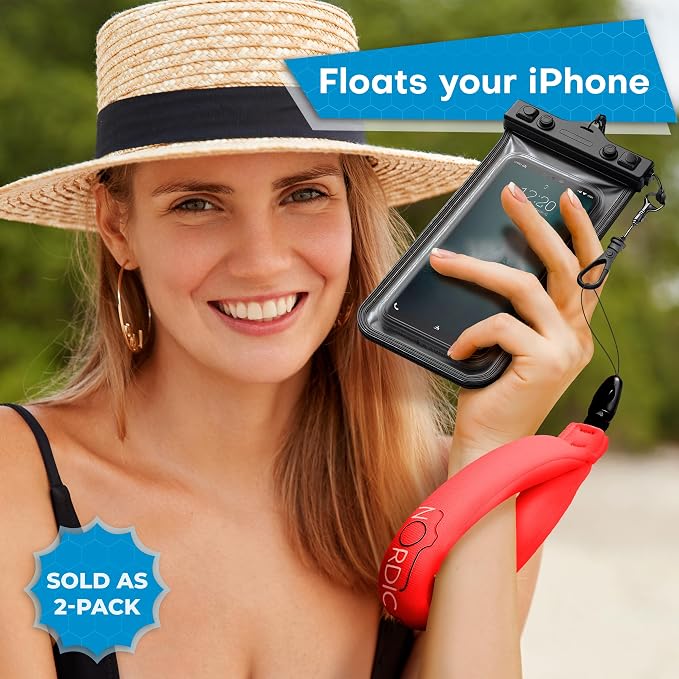 Floating Wrist Strap (2-pack) for Phone & Action Camera - Compatible with GoPro Hero 13, Insta360 X4, DJI Action 5 Pro, OM System TG-7, Kodak PixPro WPZ2 & iPhone - Red & Orange - Image 2