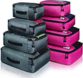 Packing Cubes large Luggage Organizers Bags For Travel Organizing Clothes | Mixed Color 8 Set Suitable family or two-person trips; breathable mesh make easy to sort; durable and convenient to store by Idesort
