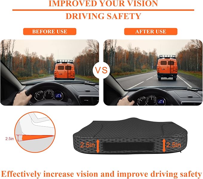kingphenix Memory Foam Car Seat Cushion for Driving Comfort and Office Use | Coccyx and Lower Back Pressure Relief, Non-Slip Seat Cushion for Car, Truck, SUV, Long Drives and Office Chair, 4D Mesh Black - Image 6
