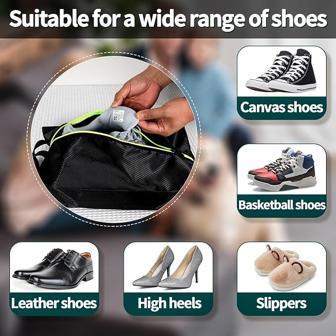 Shoe Bags for Travel - Set of 3 Pack Large Capacity Oxford Fabric Shoe Bags, Multi-Functional Dust-Proof and Waterproof Men & Women Travel Shoe Bag(Black) | Waterproof dustproof design, fits men women shoes up to size 14, gym trips closet storage, dura... - Image 4
