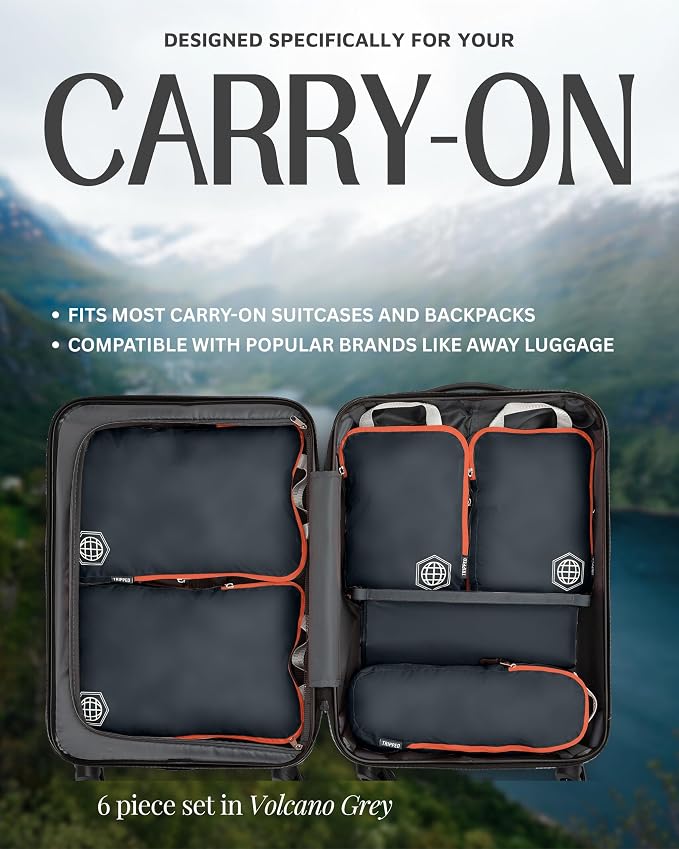 TRIPPED Travel Gear Compression Packing Cubes for Carry-On Travel 6-Pack | Ultralight Ripstop Packing Cubes with Compression Zippers for Organized Carry-On Luggage, Backpack, and Travel Packing - Image 7