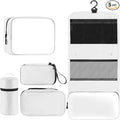 Toncoke Travel Toiletry Bag Set, Hanging Toiletry Bag Premium Faux Leather, Toiletry Bag for Women & Men, Travel Essentials Makeup Bag Water-resistant (Faux Leather White) by Unknown