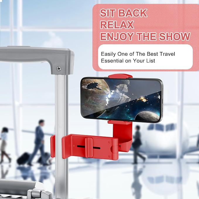 Perilogics Airplane Phone Holder Mount Universal in Flight Hands Free Viewing with Multi-Directional Dual 360 Degree Rotation (Coral) - Image 2