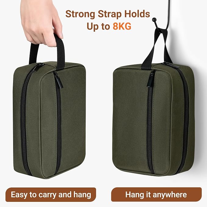 Elviros Travel Toiletry Bag for Women and Men,Lightweight Makeup Bag Hanging Dopp Kit with Shaving Compartment Cosmetic Organizer Small Tool Bag Travel Essentials,Gifts for Men(Army Green) - Image 3