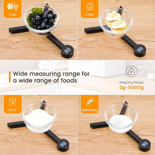 Folding Digital Kitchen Scale, Highly Accurate Compact Portable Food Scale with LCD Display, Auto Power Off and Tare Features, for Measuring Intake of Healthy Eating People (Black) - Image 5