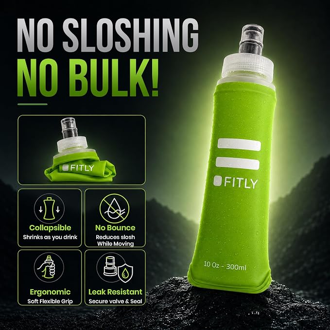 FITLY Soft Flask - Shrink As You Drink Soft Water Bottle for Hydration Pack - Folding Water Bottle Ideal for Running, Hiking, Cycling, Climbing & Rigorous Activity - Image 4