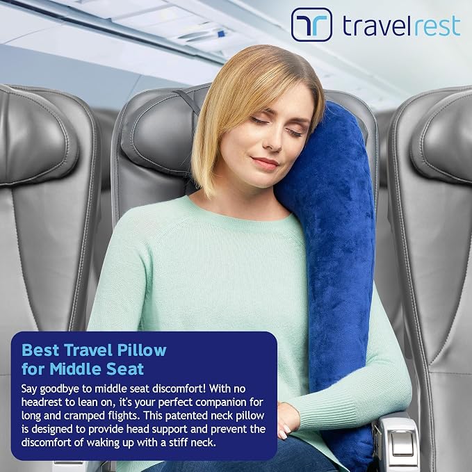 TRAVELREST All-in-One Travel Neck Support & Body Pillow - Blue | Memory Foam Cover, Inflatable Travel Essential, Upper Compact Support, Sleeping Accessories, Road Trip & Long Flight Comfort - Image 4