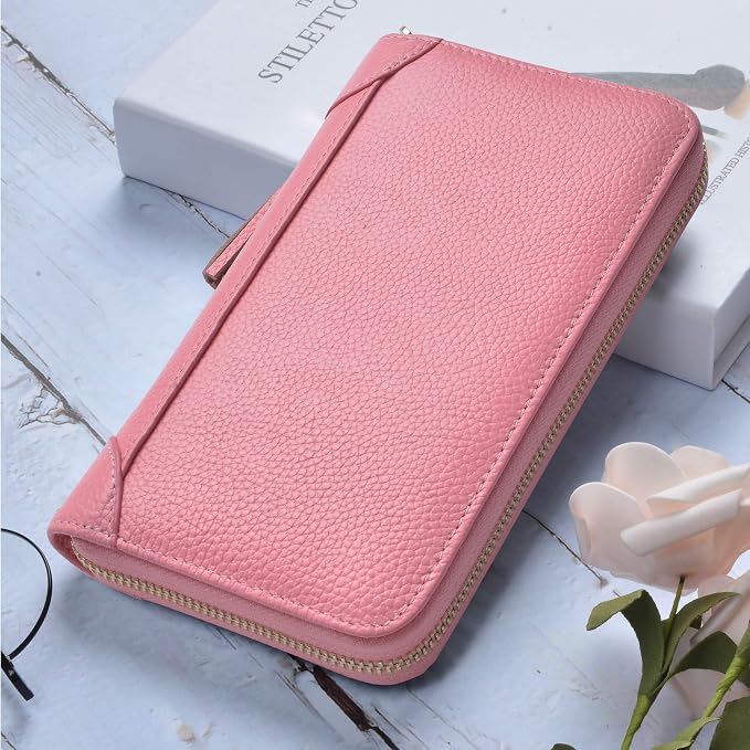 Easyoulife Credit Card Holder Wallet Womens Zipper Leather Case Purse RFID Blocking - Image 2