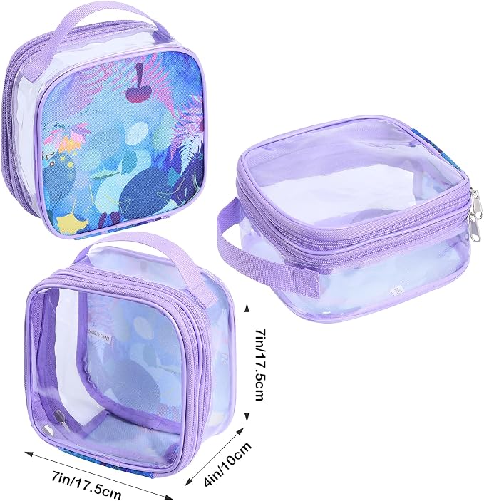 BORMELUN TSA clear toiletry bag airport approved see through pvc plastic pouch transparent makeup carry on with handle(purple) - Image 2