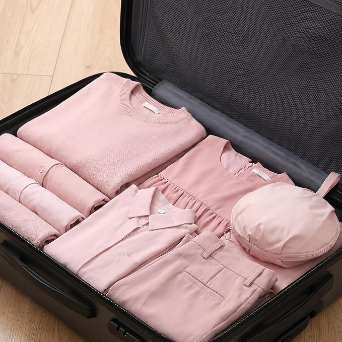 SHENLIU Travel Underwear Organizer Bag for Women, Portable Multi-Compartment Underwear Travel Cubes for Bras Lingerie, Luggage Packing Organizer for Suitcase Carry-Ons(Pink) - Image 7