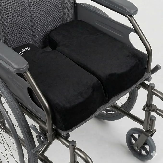 Premium Foldable Wheelchair Cushion - for Relief of Lower Back, Sciatic, Butt and Tailbone Pain - for Home & Office Use, Perfect for Travel or Driving - Black Coccyx Seat Cushion - Image 2