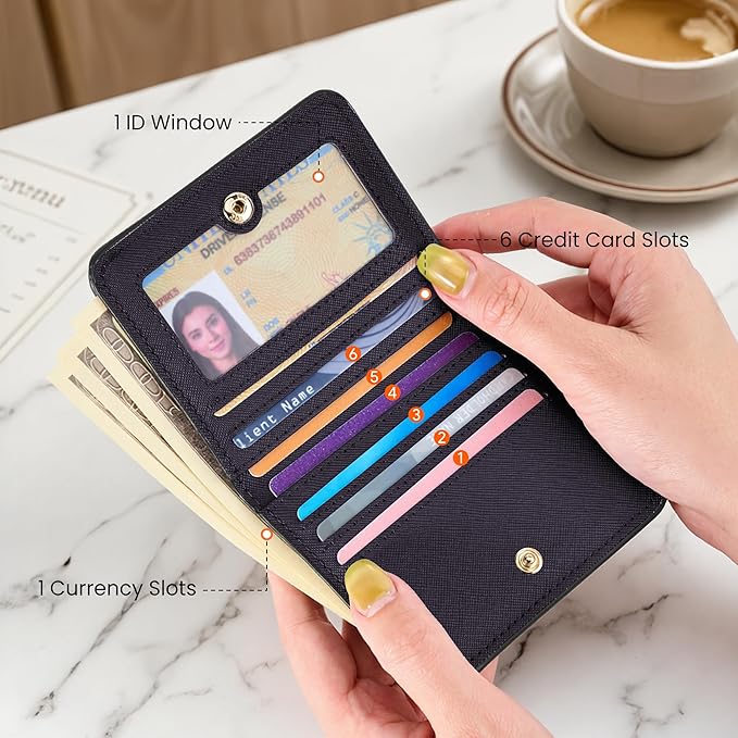 Toughergun Women’s Small Slim Leather Wallet with RFID Protection, Compact Bifold Mini Purse with Clear ID Window - Image 4