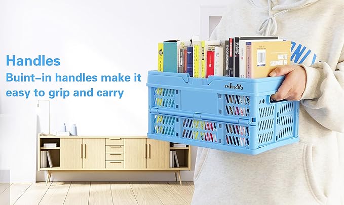 Collapsible storage crates ,plastic baskets for organize 14.96x 9.84"x7.87" | shopping garden basket,foldable crate with Handles, car trunk basket,for Kitchen,Bathroom - Image 4
