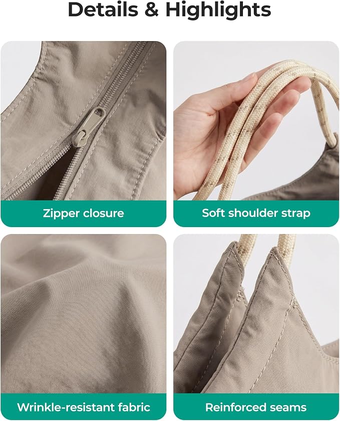 BAGSMART Tote Bag for Women, Travel Tote Beach Bag with Zipper for Gym - Image 7