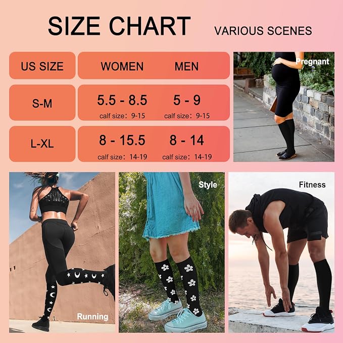4 Pairs Compression Socks for Women Circulation-Best Support for Nurses,Running,Athletic,Travel - Image 6