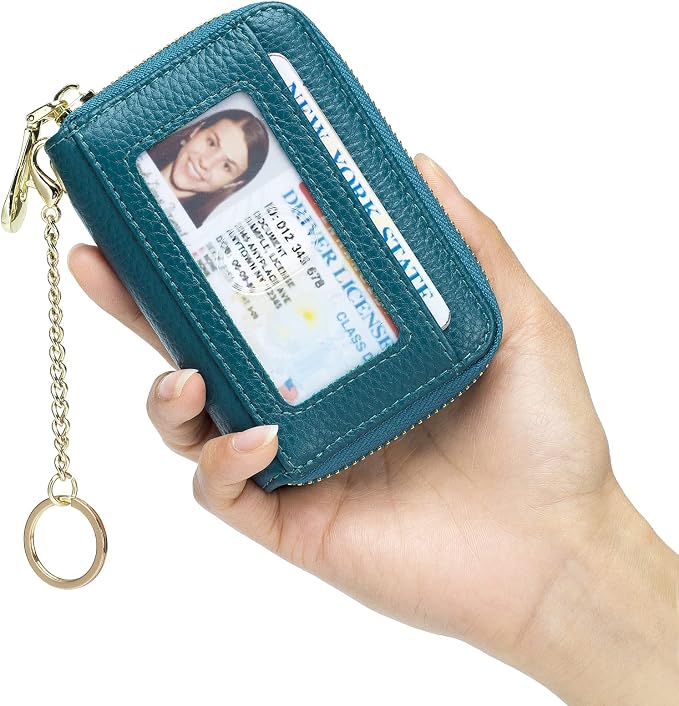 imeetu Rfid Credit Card Holder, Businese Card Case, Wallet for Women Men | Genuine Leather Card Wallet with id Window, Keychain & Double Zipper, Water-resistan Small Wallet with Gift Box, Daily Travel - Image 8