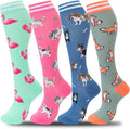 fenglaoda Compression Socks Women Men 4 Pairs, Knee High Support Socks for Running, Sports, Travel, Flight, Nurse by fenglaoda