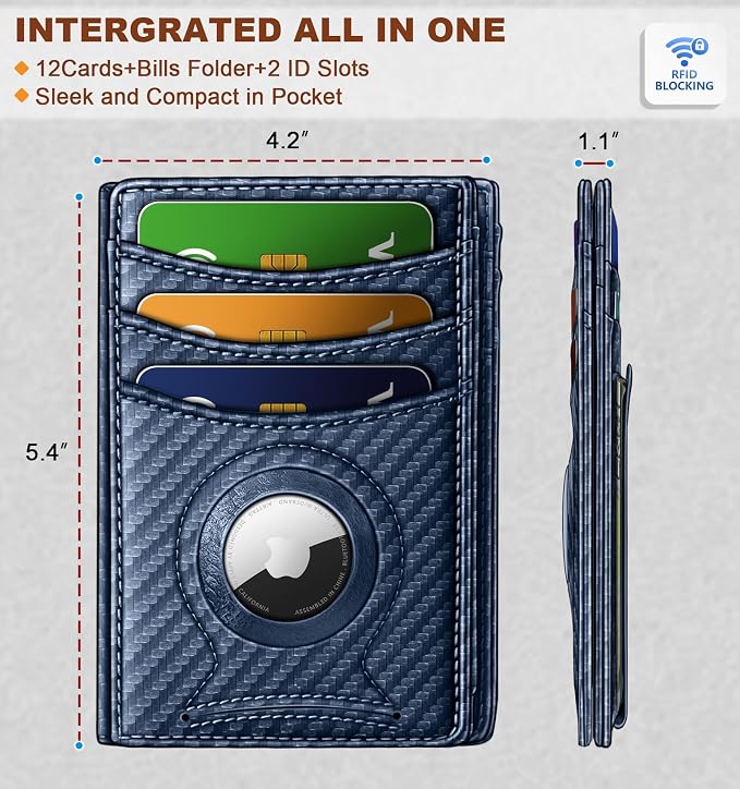 BULLIANT Magnetic Slim Leather Airtag Wallet Money Clip For Men 12Cards | RFID Blocking | Easy Access | Gift Boxed | Pocket Fit - Image 3