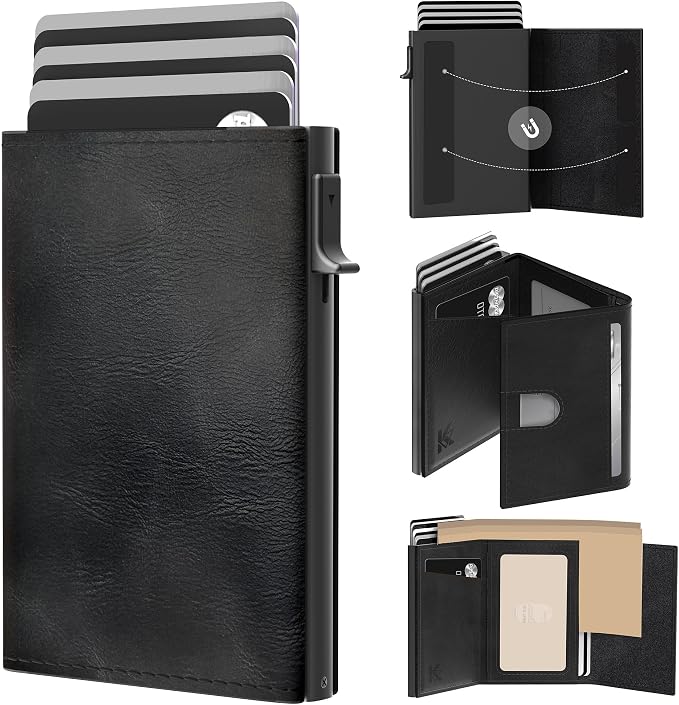 Wallet for Men: Slim Minimalist Pop-Up Card Holder with RFID Blocking, ID Window and Cash Slot, Front Pocket Design, Black by Unknown