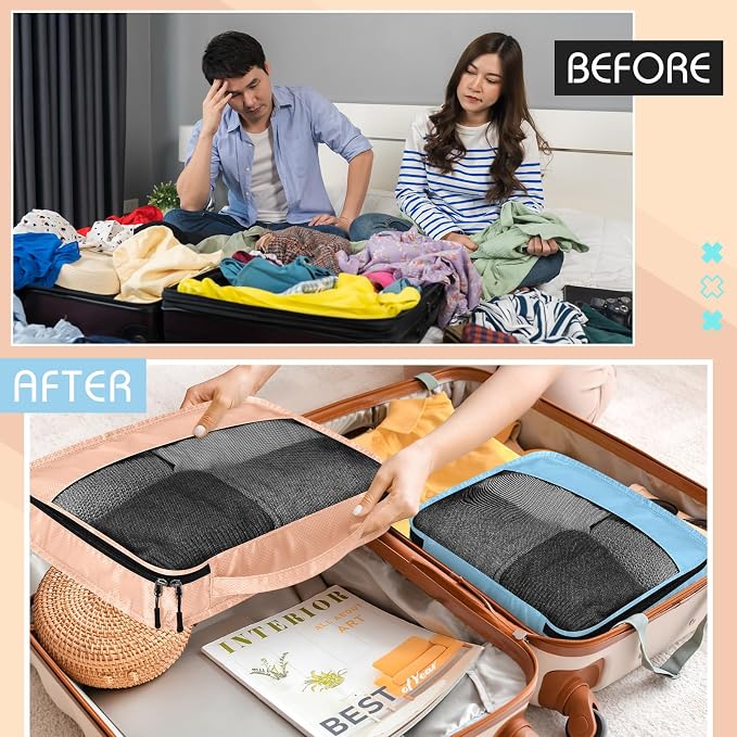 5 Pcs Packing Cubes for Suitcase Large Travel Cubes Carry on Luggage Organizer Bags for Clothes Accessories(Mixed,Pastel) - Image 7