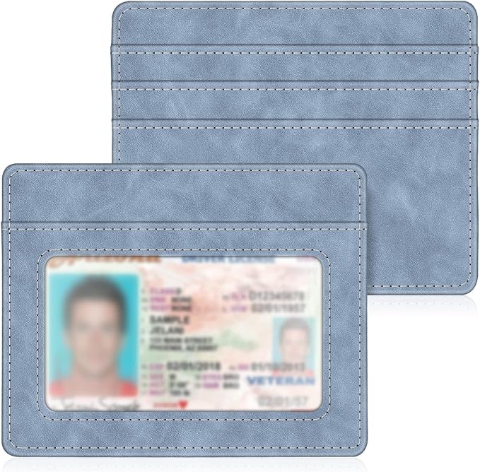 FINTIE Slim Minimalist Front Pocket Wallet RFID Blocking Credit Card Holder | Card Cases with ID Window for Men Women, Light Blue by Fintie
