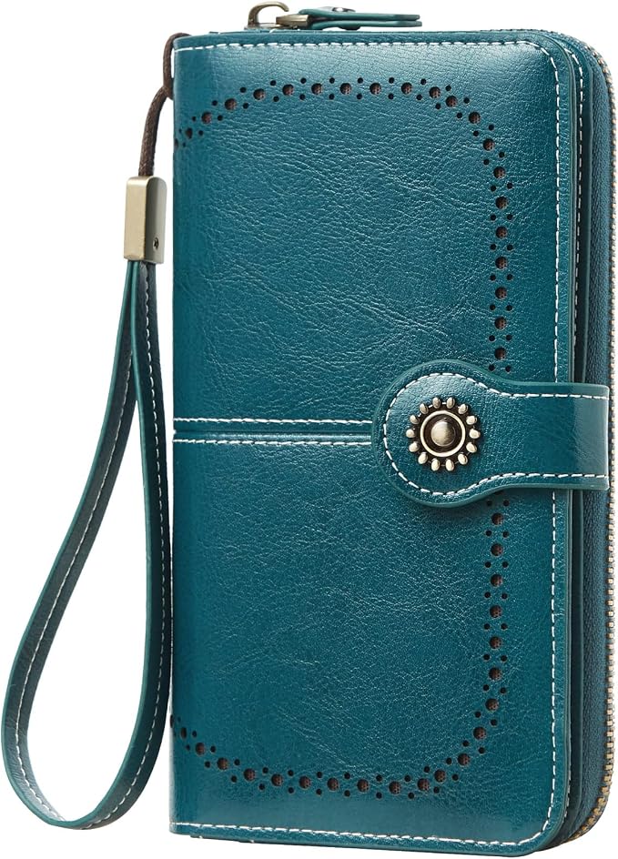 TFKGS Wallet for Women RFID Blocking Leather Large Capacity Card Holder Ladies Phone Clutch Travel Long Purse Wristlet | RFID Blocking by TFKGS