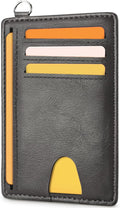 Mayski Slim Wallet, Credit Card Holder for Women, Minimalist Front Pocket RFID Blocking Card Cases, Small Wallet Women Men(Oiled Wax Grey) by SLIMELEGANCEPERSONIFIED