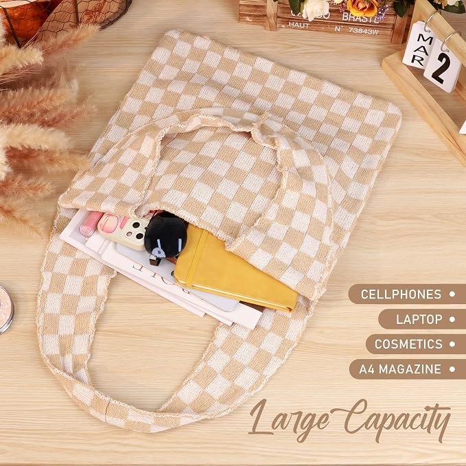 hatisan Crochet Bag for Women, Handmade Knit Beach Tote Bag Summer - Image 3