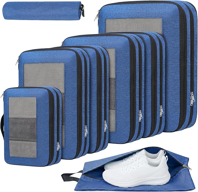 Compression Packing Cubes for Travel, Lightweight Vacation Travel Essentials, Travel Accessories for Suitcase Organizer Bags Set, Durable Luggage Organizer by PREZON