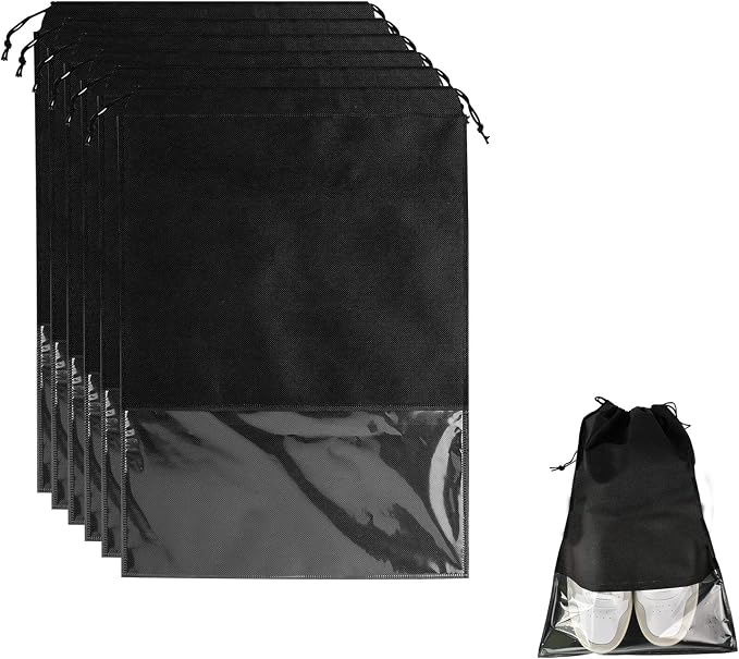6 Pcs Travel Shoe Bags, Ulbemoll Drawstring Shoe Storage Bags for Packing, Black by Unknown