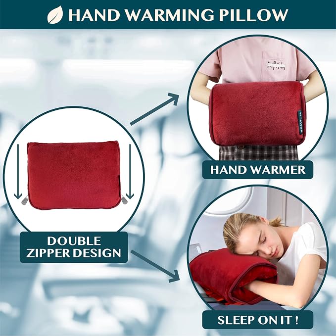 PAVILIA Travel Blanket Pillow, Soft Airplane Blanket 2-in-1 Combo Set, Plane Blanket Compact Packable, Flight Essentials Car Pillow, Travelers Gifts Accessories, Luggage Backpack Strap, 60x43 Red - Image 4