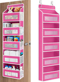 JARLINK Over the Door Organizer for Bedroom, Bathroom, 5 Shelf Rose Pink | Anti-Tilt Design, 44 lb Load Capacity, Hanging Door Organizer with 5 Large Capacity Pockets, Behind Door Storage for Nursery by JARLINK