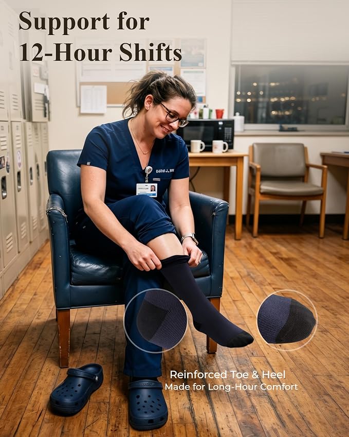 Compression Socks for Women 15-20 mmHg, Viscose from Bamboo, 3-Pair Knee High for Flying, Work & All-Day Comfort - Image 3