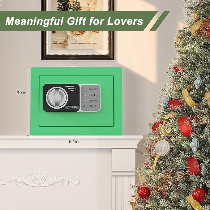 Small safe box with key,Kids mini safe for money, coin safes for home with code，0.236 Cubic Feet Green - Image 3