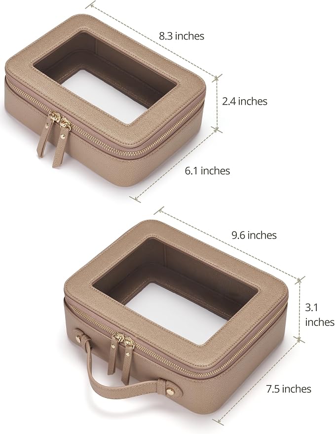 Clear Makeup Bag Travel Cosmetic Case Transparent Toiletry Bag with Zipper, Portable Make Up Organizer Traveling Compact Car Bag for Essentials, Gold, Medium and Large - Image 4