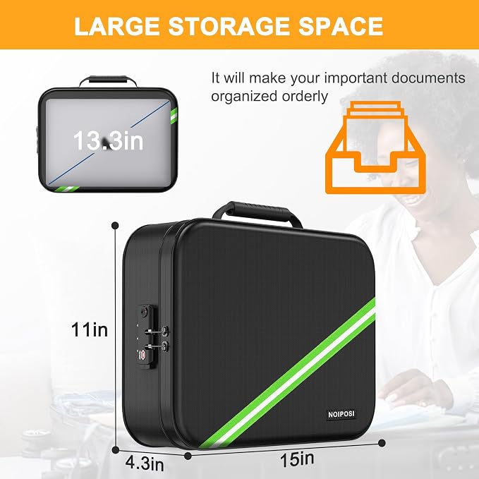 5200℉ Fireproof Document Box with Lock 8-Layer | Waterproof Important Document Organizer , Home Travel Strong Fireproof Safe Storage Box for Letter Size File - Image 6