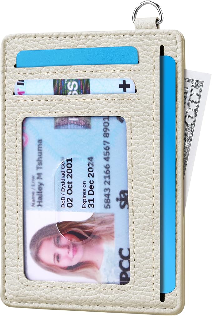 Mayski Slim Wallet, Credit Card Holder for Women, Minimalist Front Pocket RFID Blocking Card Cases, Small Wallet Women Men(Litchi Beige) - Image 2