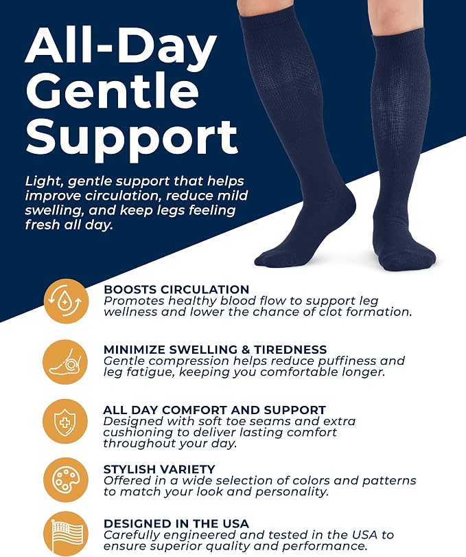 Pembrook® Light Compression Socks for Men & Women - 3 Pairs | 8-15 mmhg Compression Dress Socks for Men | Support Socks - Image 2