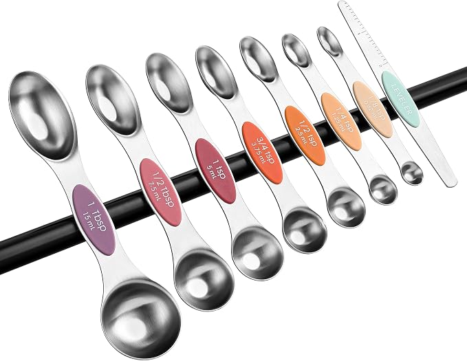Spring Chef Stainless Steel 8 Magnetic Measuring Spoons Set, Desert Sunset | Dual Sided Metal Teaspoon & Tablespoon Measuring Spoons with Leveler for Dry & Liquid Ingredients, Fits in Kitchen Spice Jars - Image 9