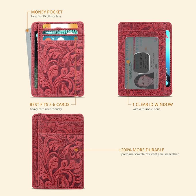 Slim Minimalist Leather RFID Blocking Front Pocket Wallet, Credit Card - Image 2
