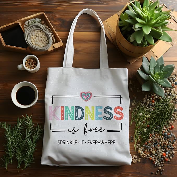 JINYO Preppy Canvas Tote Bag, Inspirational Tote Bags for Women - Image 4