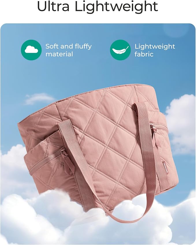 BAGSMART Crush Tote Bag for Women, 20L Puffer Work Tote with Zipper | Quilted Nurse Hospital Bag For Travel College Gym - Image 7